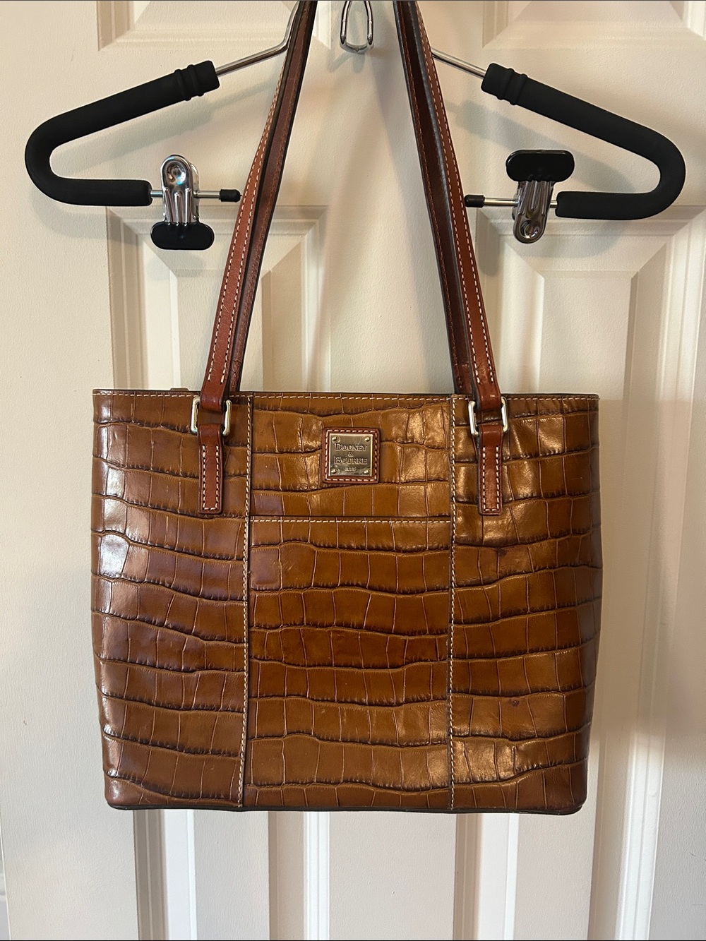 Dooney & Bourke Croc-Embossed Tan Tote with Leather Straps